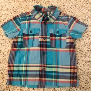 Tea Boys 3T button up Shirt, Aqua Blue